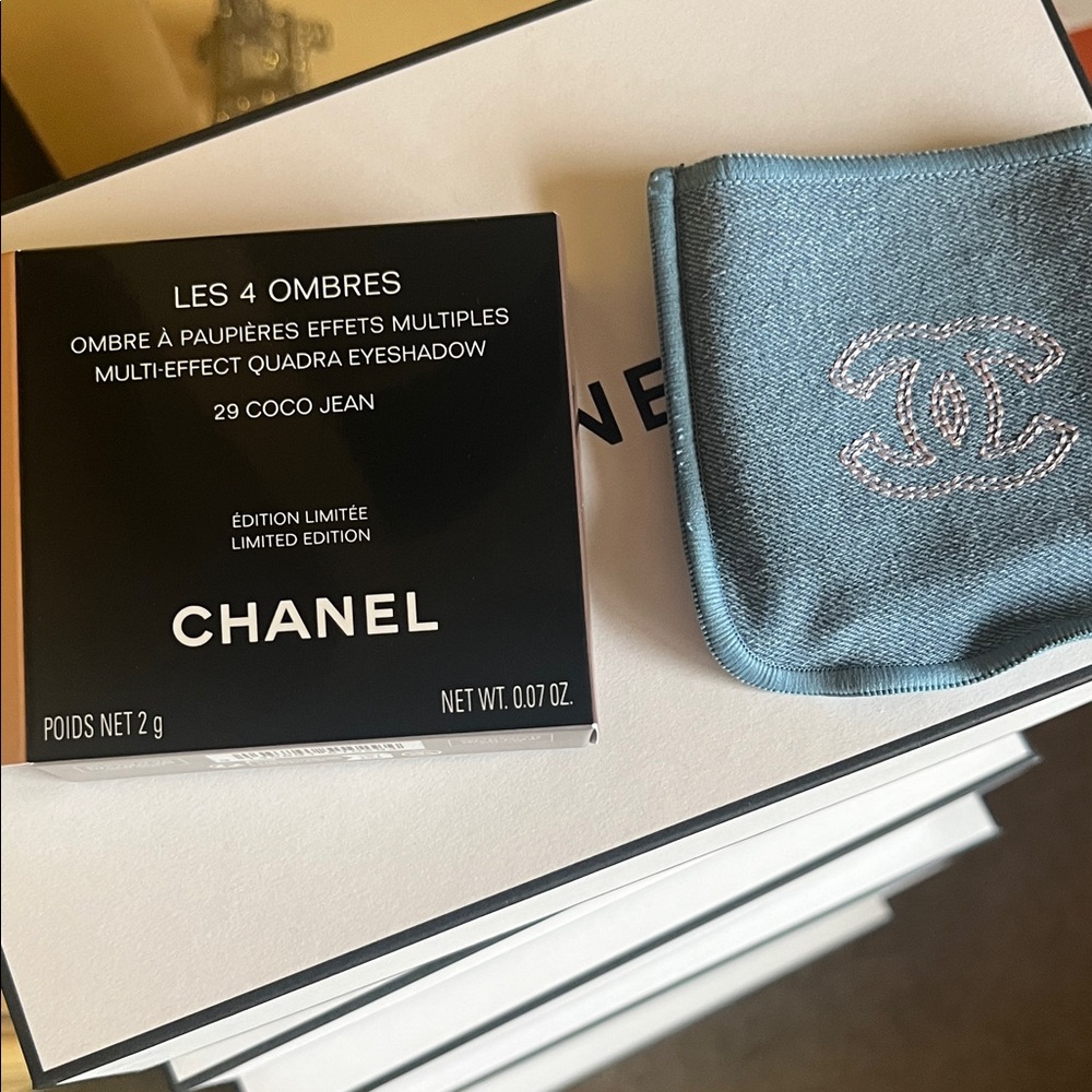 CHANEL Teal Jewelry Pouch with Logo with box - Picture 2 of 2
